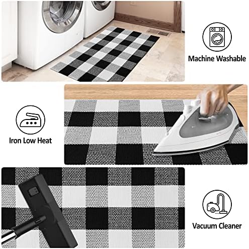 Buffalo Plaid 2x3 Outdoor Rug Black White Checkered