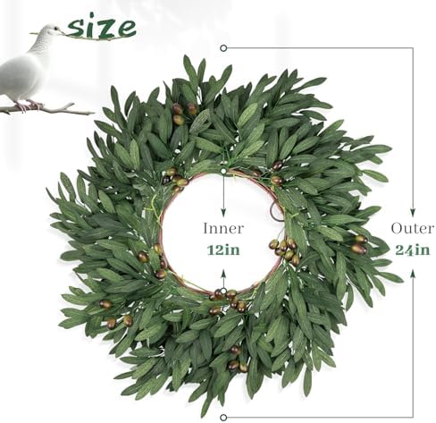 24 Inch Artificial Olive Wreath for Front Door