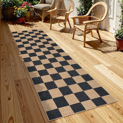 Lahome Checkered Jute Inspired Rug 2x8