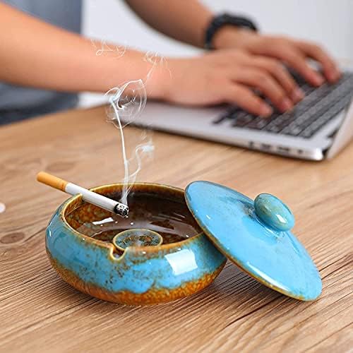 RONXS Ceramic Ashtray with Lid for Outdoor Use