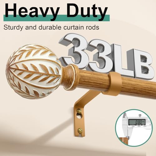 Bohemian Wood Grain Curtain Rods 66-120 Inch