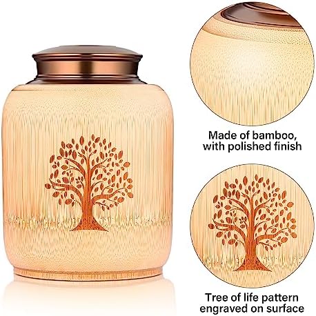 Bamboo Cremation Urn with Tree of Life Pattern