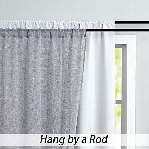 White Full Blackout Curtain Liner Panel Rod Pocket for Bedroom