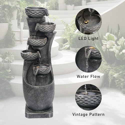 FountJoy 3583 H Modern Water Fountain with LED Light