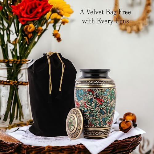 Brass Hand-Painted Urn for Adult Ashes Large Capacity