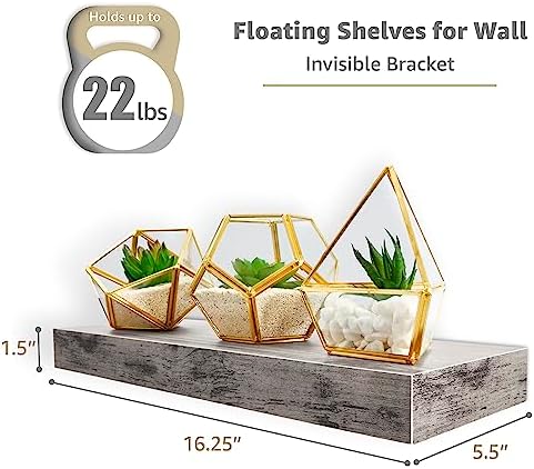 Sorbus Floating Shelves Wall Mount Gray 3 Pack