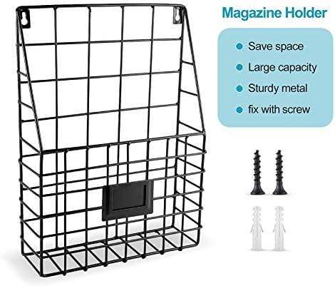 WantuSee Metal Wire Magazine Holder for Wall Mounting Black