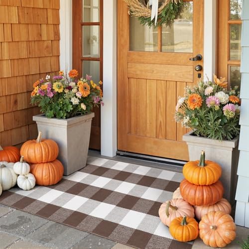 KIMODE Buffalo Plaid Front Door Mat 24x51