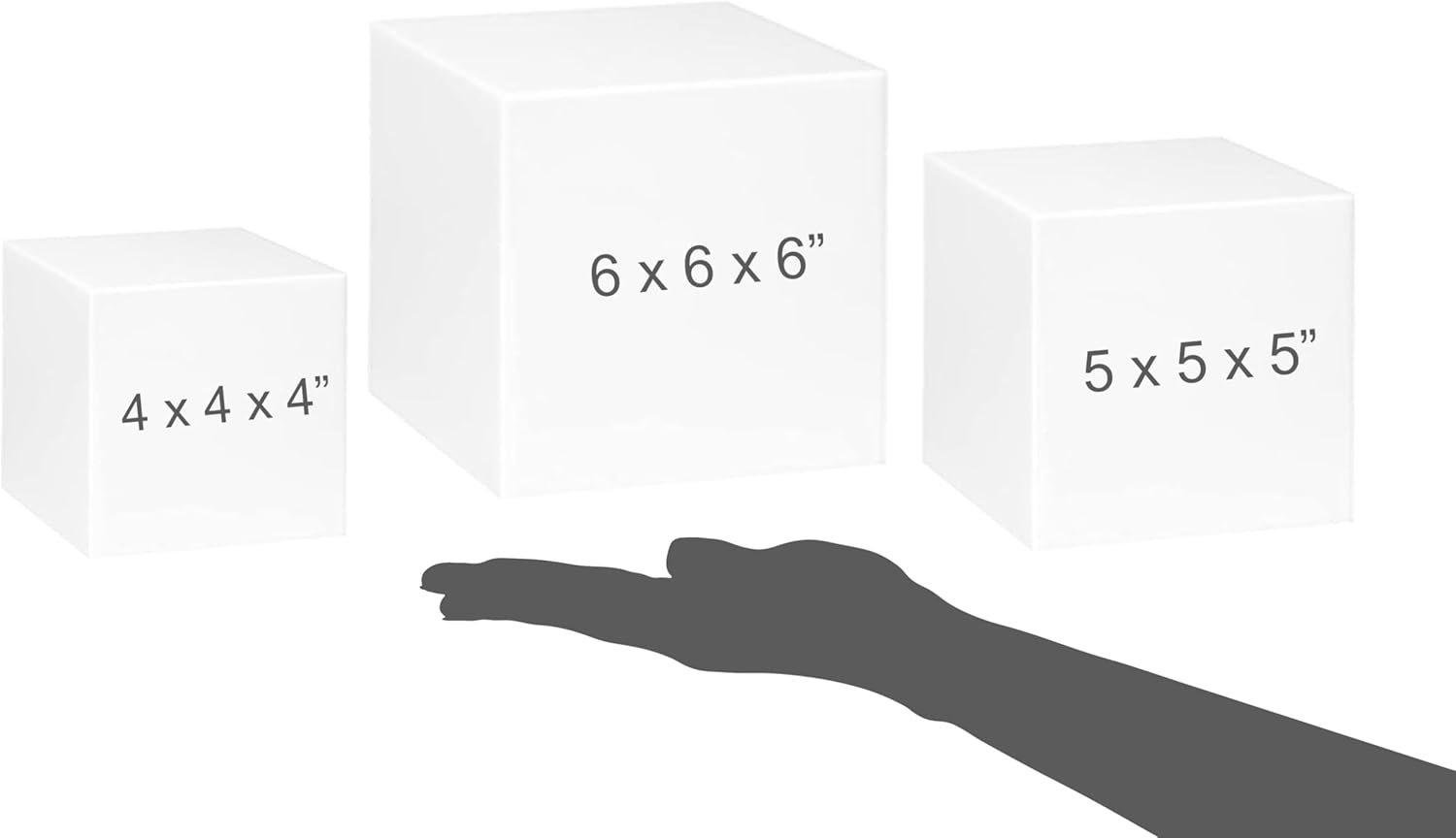 Red Co Set of 2 Glossy White Acrylic Cube Display Riser Stands
