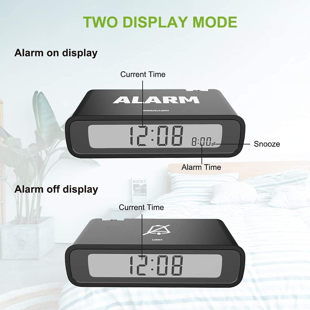BALDR Digital Alarm Clock Reversible LCD White Black