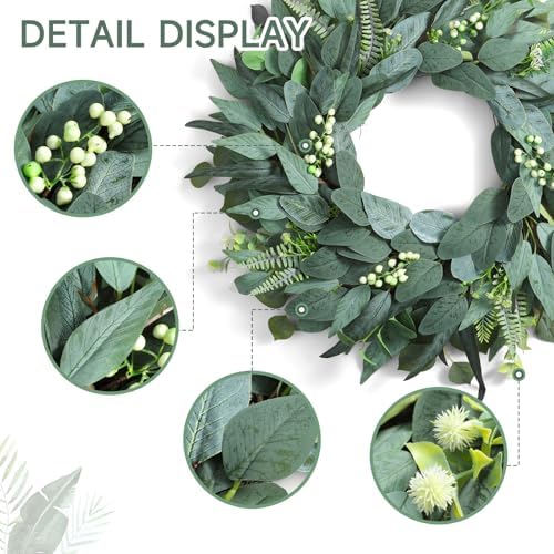 24 Inch Eucalyptus Wreath Handmade for Front Door