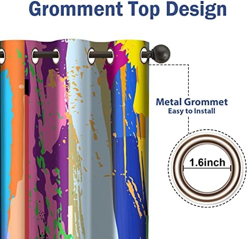 Jekeno Rainbow Design Blackout Curtains 2 Panel Set 52x84 Grommet Drapes