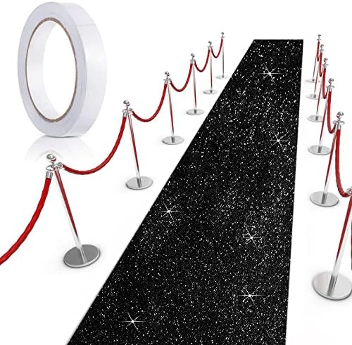 Tatuo Glitter Black Carpet Runner with Tape 246x164 Feet