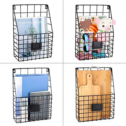 WantuSee Metal Wire Magazine Holder for Wall Mounting Black