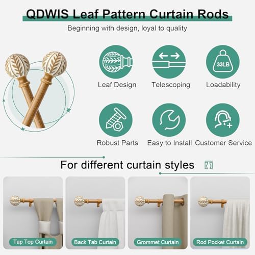 Bohemian Wood Grain Curtain Rods 66-120 Inch