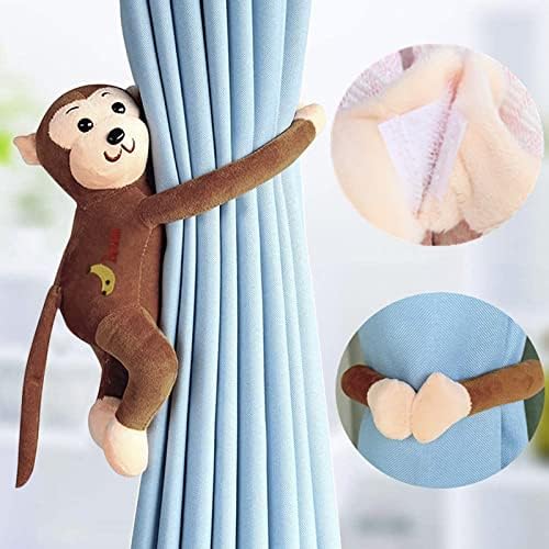 Home Decor Cute Cartoon Monkey Curtain Tiebacks Plush Window Holdbacks