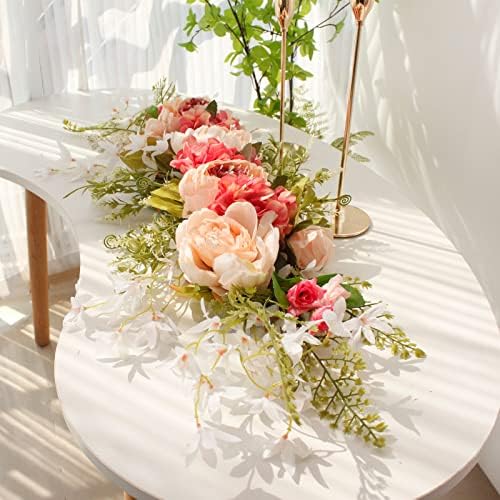 Belupai Artificial Pink Rose Flower Swag for Home Decor