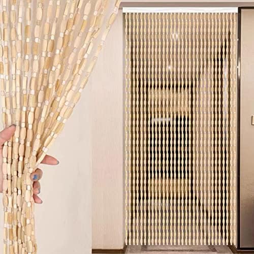 LEOSXA Bamboo Bead Curtain 30 Strands Door Divider