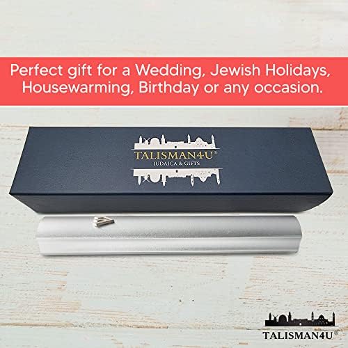 Talisman4U Silver Aluminum Mezuzah with Scroll 3D Metal