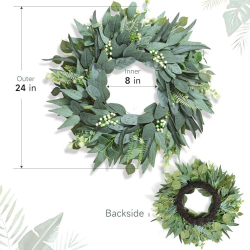 24 Inch Eucalyptus Wreath Handmade for Front Door
