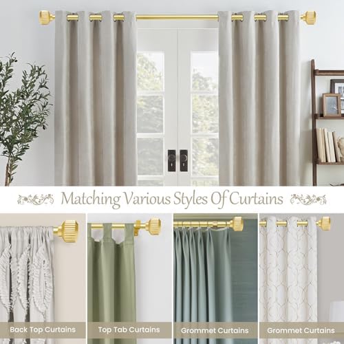 Warm Gold Curtain Rods 66-120 Inch Heavy Duty Adjustable
