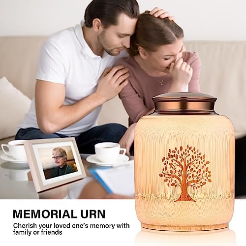 Bamboo Cremation Urn with Tree of Life Pattern