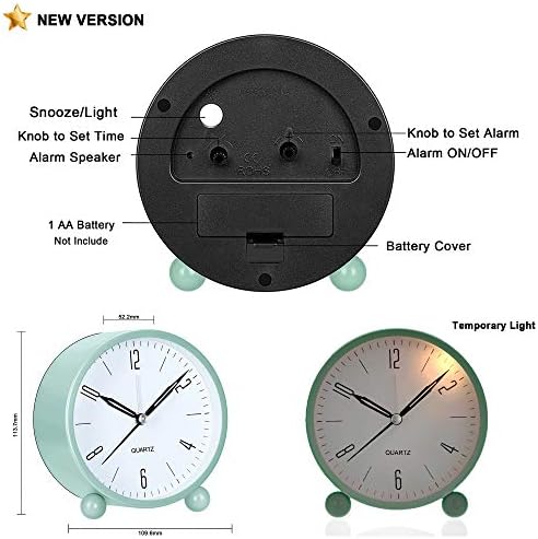 OUTWIT Analog Alarm Clock with Silent Quartz Movement