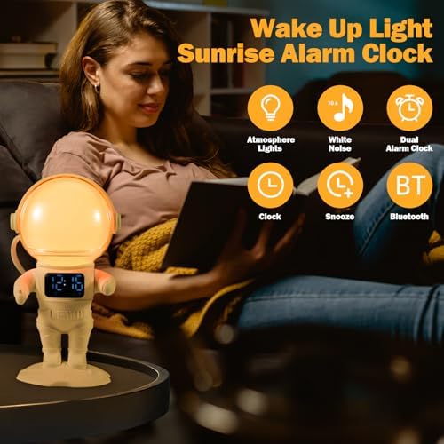 Astronaut Sunrise Alarm Clock with Light and Bluetooth Radio