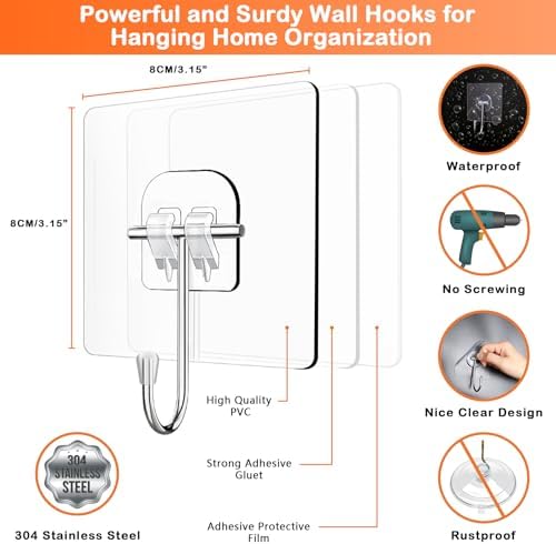 Clear Wreath Hangers for Front Door 10 Pack