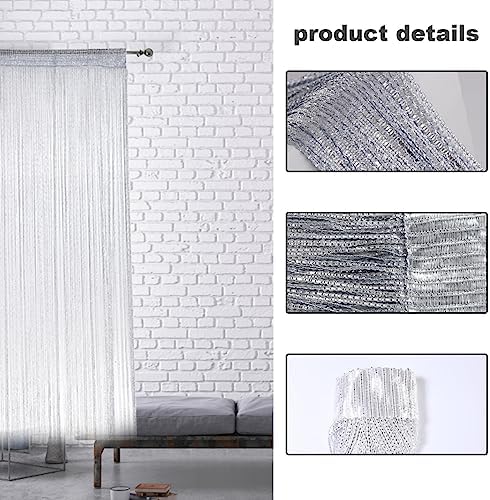 Beaded Door Curtain 79x39 Inch Grey Decorative Curtain