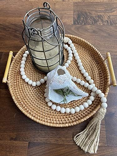 LSKYTOP 58 Inches Wood Bead Garland with Tassel