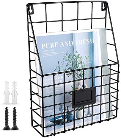 WantuSee Metal Wire Magazine Holder for Wall Mounting Black