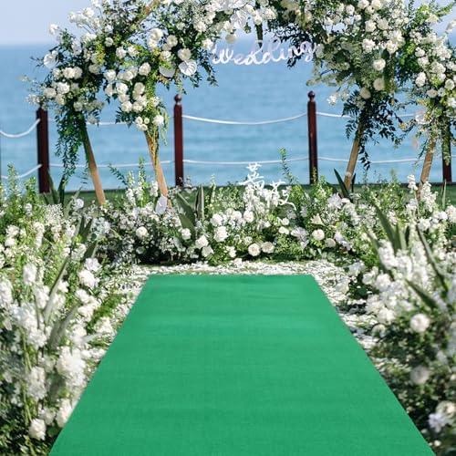 Extra Thick Carpet Runner 3x33 ft Green Aisle Rug with Double Side Tape