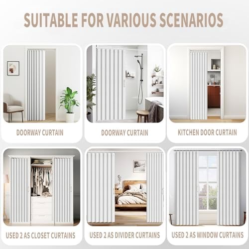 Vatge Accordion Door Curtain Panel with Tieback - Stone White