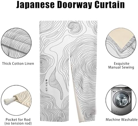 Japanese Style Door Curtain Panel 335 x 559 Abstract Paisley