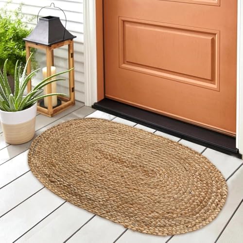 Chardin Home Hand Woven Jute Braided Rug 18x30 Inch Oval