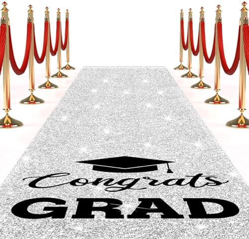 Glitter Silver Graduation Carpet Runner 2ft x15ft