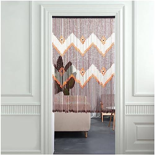 GVILTY Wooden Beaded Curtains Door Screen 60 Line Dense Bohemian Curtain