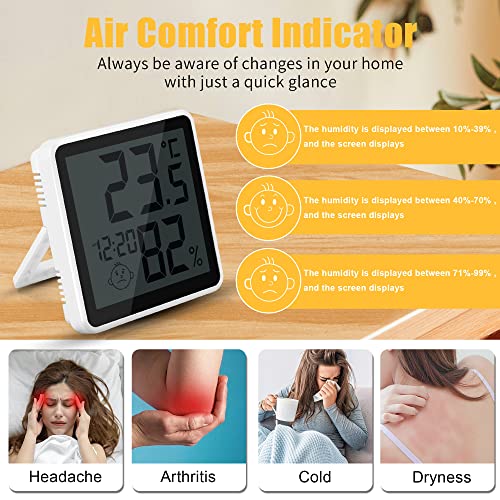 Indoor Thermometer Hygrometer with Alarm Clock Display