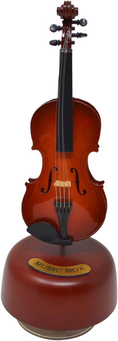 Violin Music Box With Rotating Musical Base Miniature Art Gift