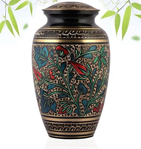 Brass Hand-Painted Urn for Adult Ashes Large Capacity