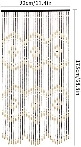 Natural Wooden Door Beaded Curtain with 31 Strands