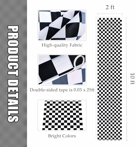 10 ft Checkered Floor Runner Race Car Party Decor