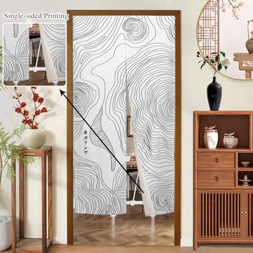 Japanese Style Door Curtain Panel 335 x 559 Abstract Paisley