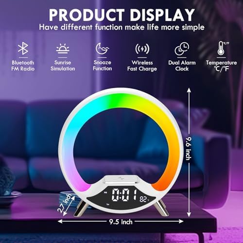 Sunrise Alarm Clock with Wireless Charging and Bluetooth