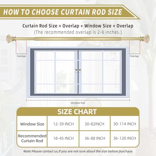 Adjustable Heavy Duty Gold Curtain Rod for Windows