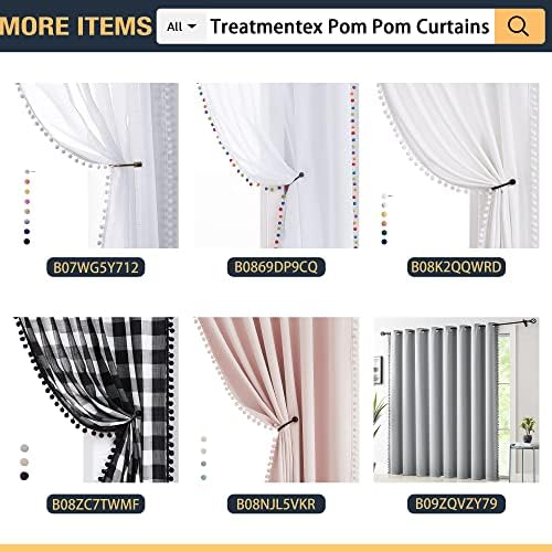 Treatmentex Pom-Pom Pink Half-Blackout Curtains 2 Panels Rod Pocket