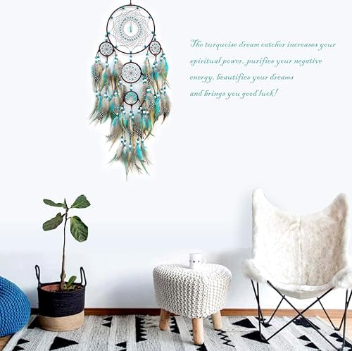 Handmade Woven Turquoise Dream Catcher Wall Hanging Decor