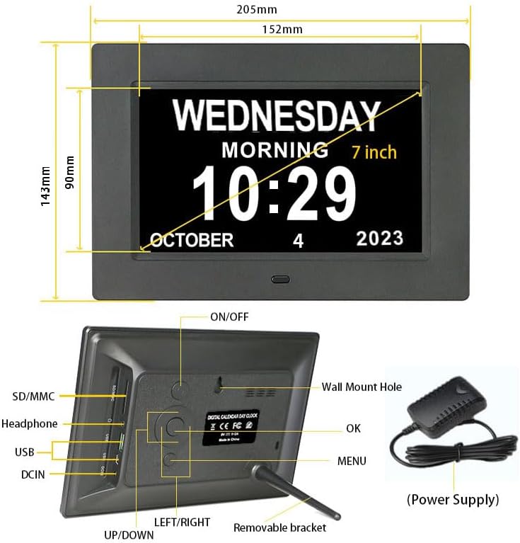 SSINI 7 Digital Clock with Day Date and 12 Alarms