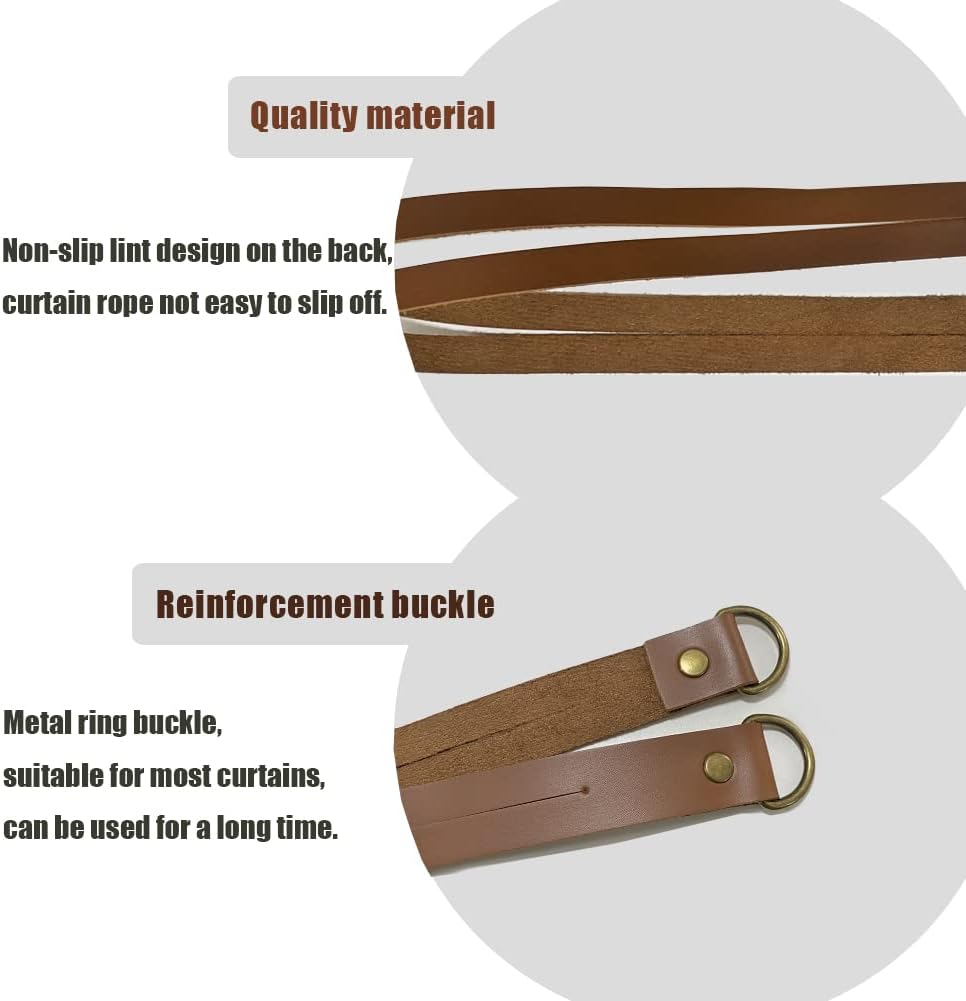 Classic Leather Curtain Tiebacks 4Pcs Brown